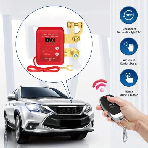 Kill Switch for Car - Remote Battery Disconnect Switch 12v, 240A, Upgrade Smart Voltage with LED Screen, Anti-Theft, Prevent Battery Drain (red)