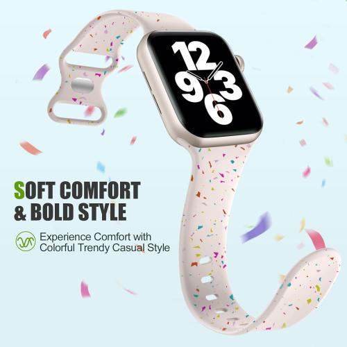 Wepro for Apple Watch Bands 40mm 41mm 38mm 42mm for Women Men for iWatch Bands SE Series 10 9 8 7 6 5 4 3 2 1 Silicone Sport Band Breathable Sweatproof Waterproof Colorful, Starlight