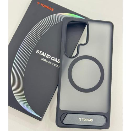 TORRAS Strong Magnetic & Seamless Stand for Samsung Galaxy S25 Ultra Case, Fit for MagSafe, Mil-Grade Drop Protection, Kickstand for Samsung Galaxy S25 Ultra Case, Translucent Back/Black Edge
