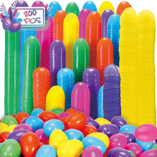 CAMIRUS 160pcs Easter Eggs Bulk, 2.4 Fillable Easter Eggs Plastic Easter Eggs Bright Colorful Empty Easter Eggs for Easter Theme Party Favor, Easter Basket Stuffers, Easter Egg Hunt