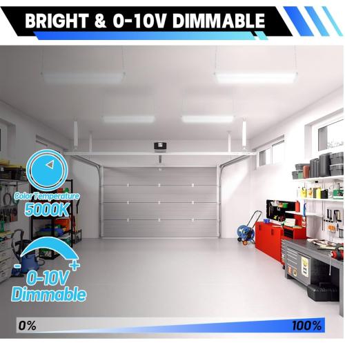 Allsmartlife LED Linear High Bay Light 4-Pack, 5000K Daylight 300W 40500LM 0-10V Dimmable Adjustable Tilt Hanging LED High Bay Shop Lighting Fixtures for Garage Warehouse Workshop, ETL