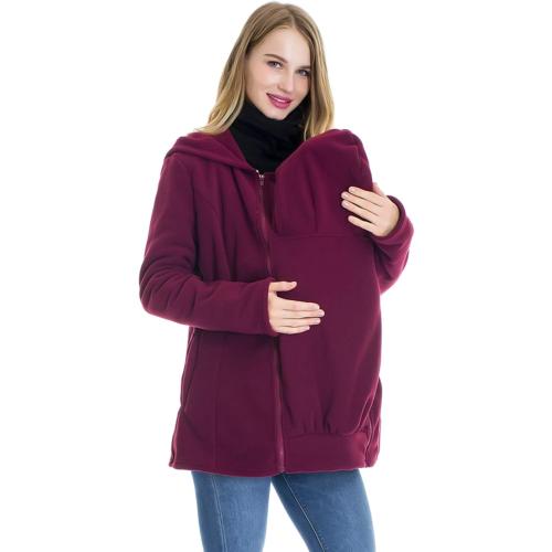 Smallshow Women's Fleece Zip Up 3 in 1 Maternity Baby Wearing Hoodie Sweatshirt Jacket large