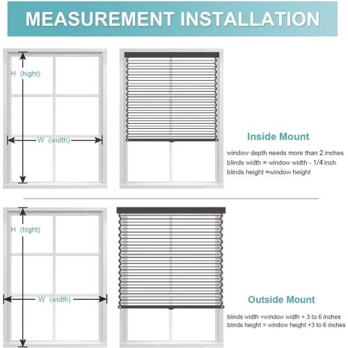 MYshade Cordless Blackout Window Blinds & Shades Pull Down Room Darkening Window Shades Light Blocking Honeycomb Cellular Shade for Indoor Windows Easy to Install 59 inch Wide, H72 Grey Blinds