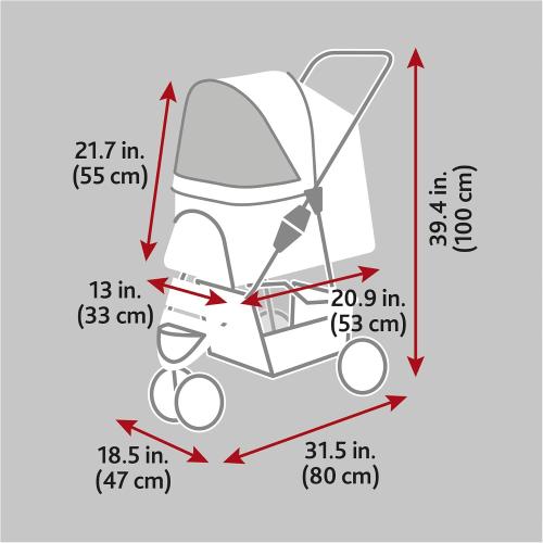TRIXIE Foldable Pet Stroller for Cats and Dogs, Pet Carrier Strolling Cart with Weather Cover, Storage Basket, Cup Holder, Black