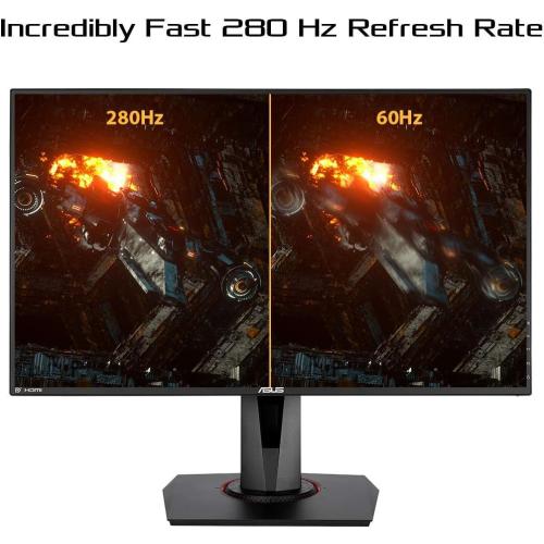 ASUS TUF Gaming VG279QM 27” HDR Monitor, 1080P Full HD (1920 x 1080), Fast IPS, 280Hz, G-SYNC Compatible, Extreme Low Motion Blur Sync (ELMB SYNC), 1ms, DisplayHDR 400,, BLACK