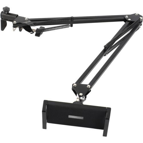 Tissting Desk Bed Phone Holder,Arm Flexible Phone Stand with Adjustable Clip,Mount Long Arms Clamp,Tabletop Bedside Bracket Compatible with 4-12.9in Phone Tablets (Black)