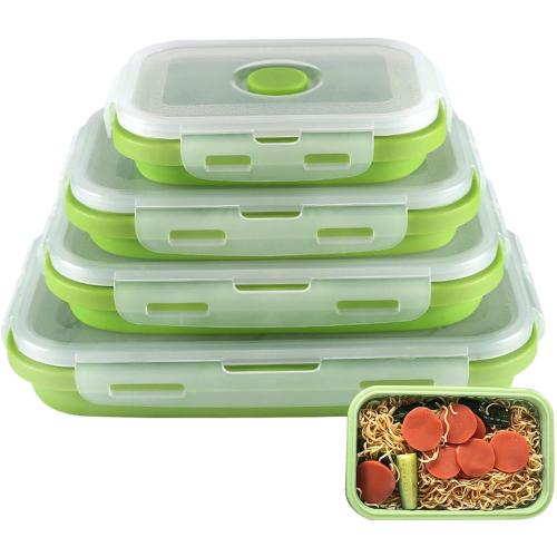 Collapsible Food Storage Containers | Silicone Food Storage Containers with Lids Stacking,8 Pack Travel Containers for Food, Collapsible Bowls with Lids, Foldable Storage Containers for Home Zorq
