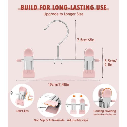 DOIOWN 10 Pack Baby Pants Hangers with Clips, Toddler Non-Slip Space Saving Hangers for Pants, Skirts, Clothes - Baby Essentials Closet Organizer