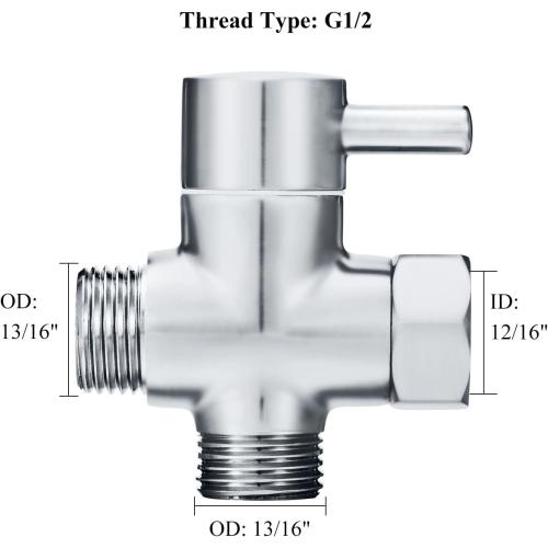 Solid Brass 3-way G1/2 Shower Diverter Chrome Plating
