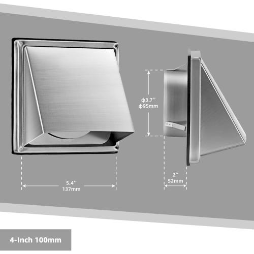4-Inch External Extractor Wall Vent Cushioned Non Return Flap