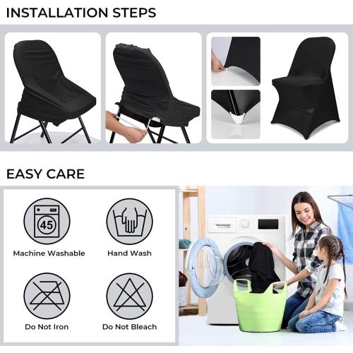 Babenest Spandex Folding Chair Covers Halloween Upgraded 10 PCS Universal Stretch Washable Fitted Chair Slipcovers Protector for Wedding, Holidays, Banquet, Party, Celebration (Black)‼️no visible damage they are thin (sheer)‼️