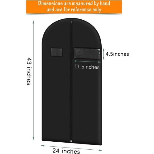 Garment Bags for Hanging Clothes (8 packs,43 inches) Black Suit Bags for Closet Storage and Travel with Clear Window for Sweater Coat Suits Shirt