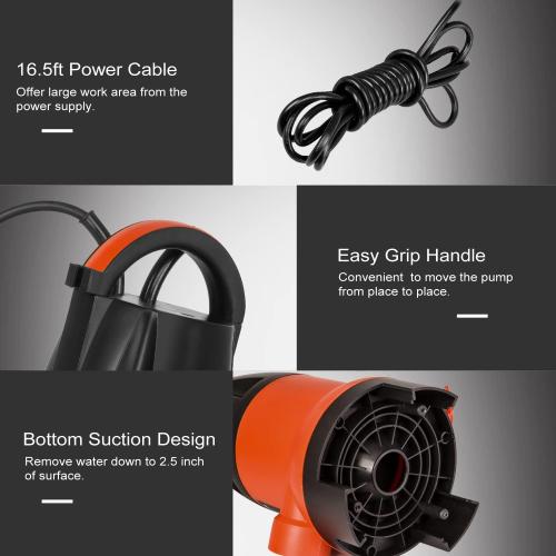 Sump Pump, Prostormer 1HP 3700GPH Submersible Clean/Dirty Water Pump with Automatic Float Switch for Pool, Pond,Garden, Flooded Cellar, Aquarium and Irrigation (Orange)