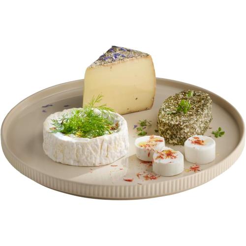 APS The Grid 19044 Plate, Porcelain, Diameter 32 cm, Sand, Stackable