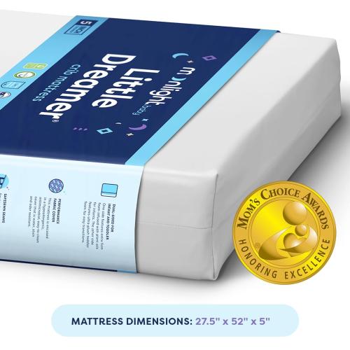 Moonlight Slumber Little Dreamer Crib Mattress – Dual-Sided Baby and Toddler Mattress, Firm Infant Support, Waterproof and Hypoallergenic, 5 Foam, Standard Size, Made in USA