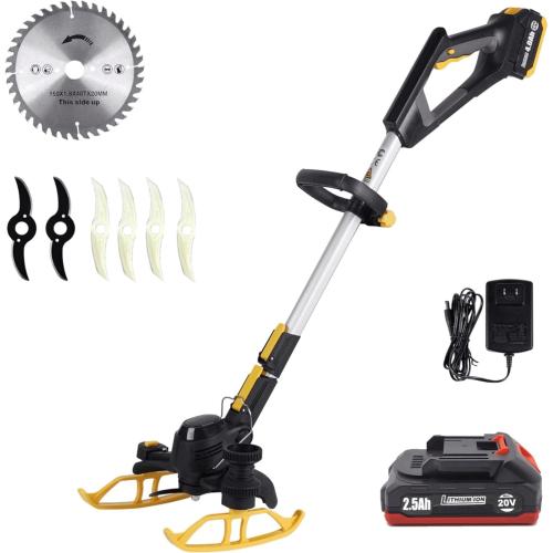 Weed Wacker Cordless, Battery Powered Weed Eater with Blades, Trimmer/Edger/Mower 3 in 1, 5.2lbs Lightweight