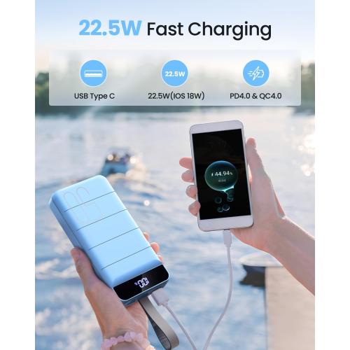 Portable Charger Power Bank 50000mAh Fast Charging 22.5W USB C Battery Pack Charger Portable with 4 Outputs & 3 Inputs High Capacity External Battery Bank for iPhone, Samsung, Sierra Blue