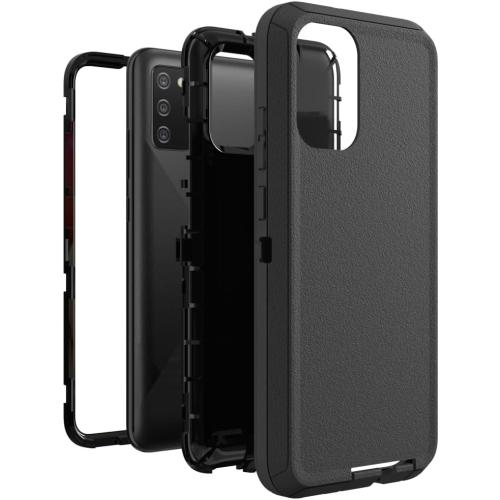Case for Galaxy A02S, Heavy-Duty Tough Rugged Shockproof Drop Protective Cover Cases for Samsung Galaxy A02S, Black