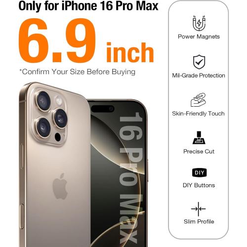 TORRAS Magnetic Shockproof for iPhone 16 Pro Max Case, [Fit for MagSafe] [Military-Grade Drop Tested] Translucent Slim Protective for iPhone 16 Pro Max Case Anti-Fingerprint Anti-Scratch, Black