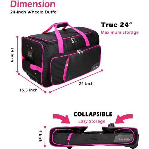 Dance Bag With Garment Rack,23inch Dance Competition Garment Bags with Clothes rack,Suitcase,Rolling duffle For Travel, Wheeled Drop-Bottom Upright Luggage Closet Suitcase (Pink