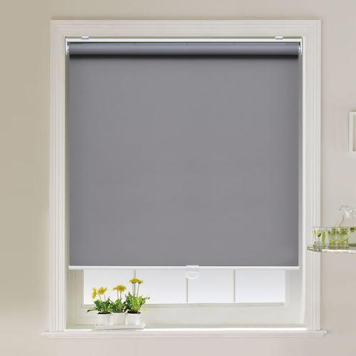 AOSKY Cordless Roller Shades Blackout Blinds for Windows Room Darkening Rolled Up Shades with Spring System, UV Protection Window Shades Door Blinds for Home and Office (34 W x 72 H, Grey)