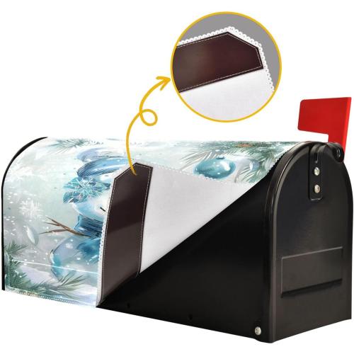 ALAZA Blue and Silver Christmas Snowman02 Magnetic Mailbox Cover MailWraps Garden Yard Home Decor for Outside Oversized-25.4 x20.8