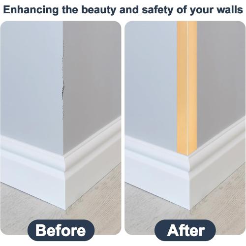 4PCS 45 Aluminum Metal Corner Protectors, Self Adhesive Corner Guards, Metal Wall Edge Protector Strip, Furniture Corner Protectors, Wall Cabinet Baseboard Decoration 45 x 2 (Copper Gold)