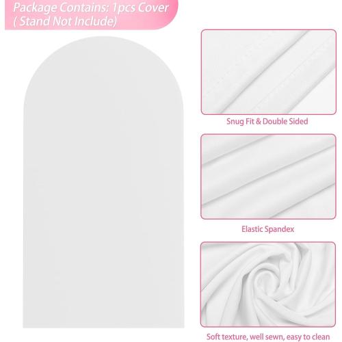 7.2FT Arch Backdrop Cover White Arch Covers Strethy Backdrop | Spandex Fitted Balloon Arch Cover Round Top Chiara Backdrop Cover for Wedding Birthday Party Ceremony Baby Shower Decor