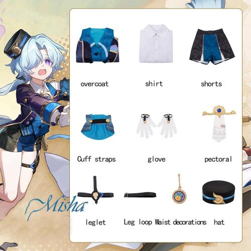 Size M/L Misha Cosplay Costume, Honkai Star Rail Misha Full Carnival Uniform Sets for Halloween Party