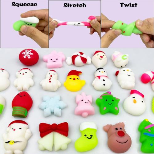 Anditoy 100 PCS Christmas Mochi Squishy Toys Squishies Christmas Toys for Kids Girls Boys Toddlers Christmas Party Favors Stocking Stuffers Gifts