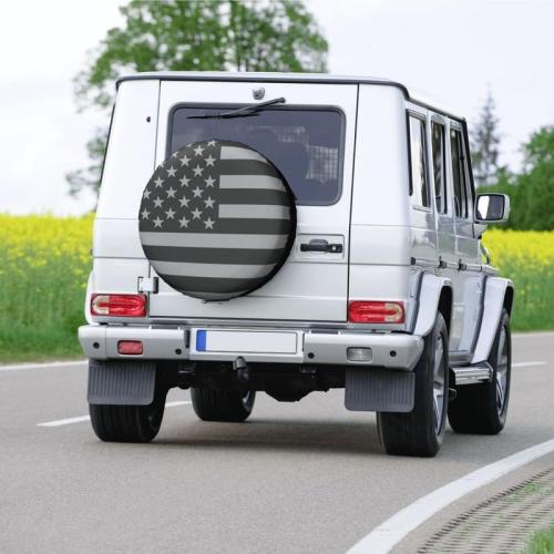 Spare Tire Cover Flag Weatherproof Universal Wheel Protectors for RV Travel Trailer Camper 17in