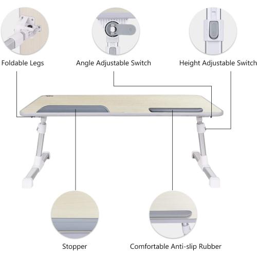 Laptop Bed Tray Table, Nearpow (Larger Size) Adjustable Laptop Bed Stand, Portable Standing Table with Foldable Legs, Foldable Lap Tablet Table for Sofa Couch Floor - Large Size