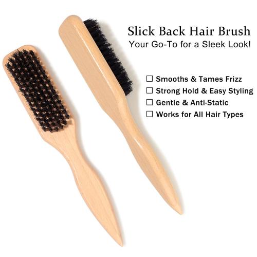 Slick Back Hair Brush & Hair Wax Stick Set for Slick Back – Boar Bristle Brush for Sleek, Control, Flyaways & Baby Hairs – Wax Stick for Women Sectioning & Parting