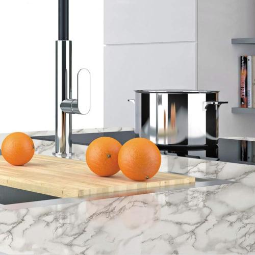 LaCheery Large Size 160 x 36 Inch Grey White Marble Contact Paper for Countertops Waterproof Wallpaper Stick and Peel Marble Countertop Contact Paper for Kitchen Island Worktop Table Desk Decorative