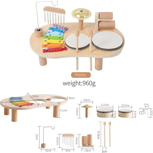 Promise Babe Wooden Musical Instruments for Toddlers 1-3, Percussion Instruments for Kids Baby Drum Set Xylophone, Montessori Educational Musical Toys, Gifts for Girls Boys Ages 3