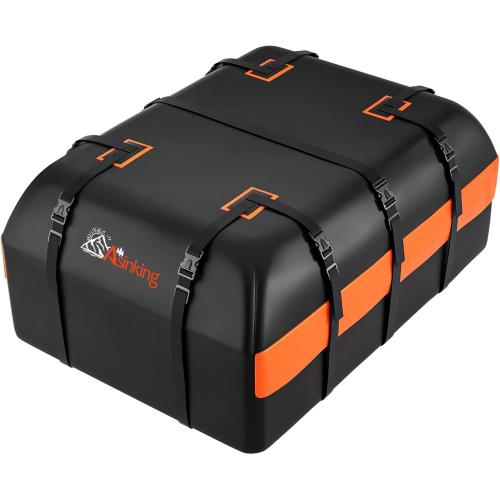 Black Car Rooftop Cargo Carrier - 21 Cubic Feet, 100% Waterproof Heavy Duty 840D Car Roof Bag for All Vehicles with/Without Racks - Anti-Slip Mat, 6 Door Hooks, Storage Bag, 2 Extra Straps