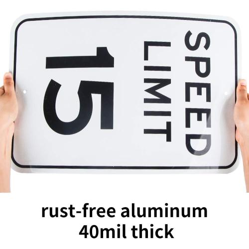 Large Speed Limit 15 MPH Sign, 18x 12 .04 Aluminum Reflective Sign Rust Free Aluminum-UV Protected and Weatherproof