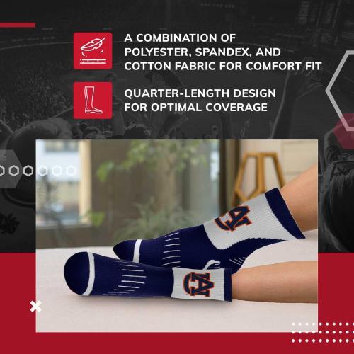 For Bare Feet Adult NCAA Surge Quarter Length Crew Socks - All Weather Performance - Men & Women - Enhance Your Team Footwear