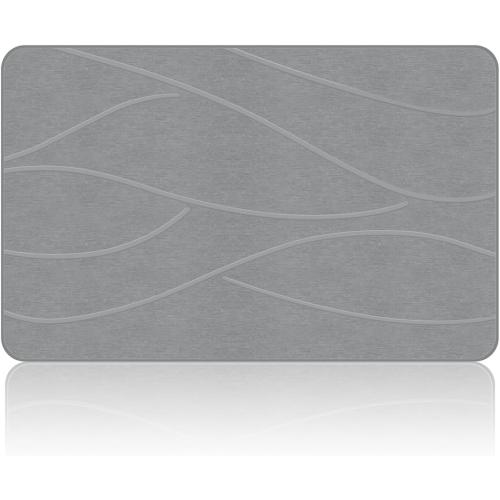 Stone Bath Mat Diatomaceous Earth Shower Mat Non-Slip Super Absorbent Diatomite Stone Bath Mats for Bathroom Floor Quick Drying Natural Easy to Clean(23.6''×15.4 Gray)