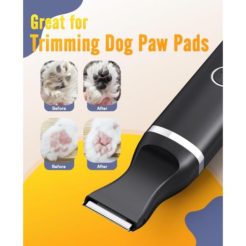 oneisall Dog Paw Trimmer,Corldless Paw Trimmer for Dogs with Double Blades,Quiet 2 Speed Small Dog Grooming Clippers for Paws, Eyes, Ears, Face, Rump (Black)