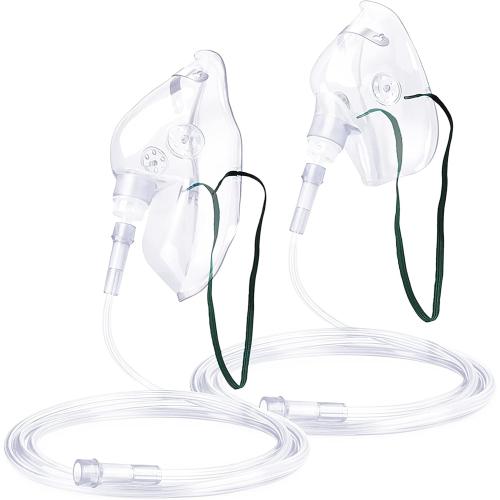 ANSNF 2 Pack Oxygen Mask for Face Adult with 6.6' Tube & Adjustable Elastic Strap - Size M L (Clear) - NO CUP