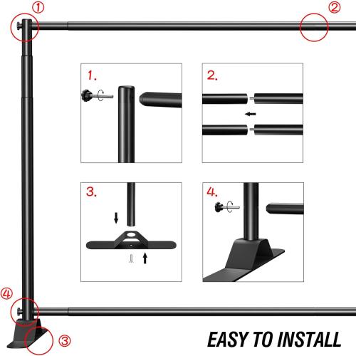 AKTOP 4x7-8x10 FT Extra Thick Backdrop Banner Stand, Heavy Duty Adjustable Step and Repeat Stand for Parties & Photography, Portable Trade Show Photo Booth Background with Carrying Bag