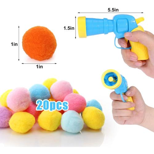 Aiersa Cat Toy Ball Launcher, Plush Ball Shooting Gun with 20 Pom Pom Balls, Interactive Indoor Cat Fetch Toy