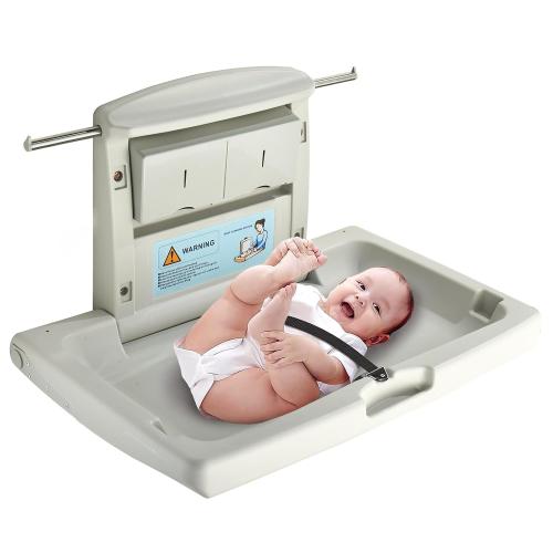 Fold-Down Baby Changing Station - Wall-Mounted, Space-Saving Design with Safety Straps for Commercial & Residential Restrooms (Horizontal Version)