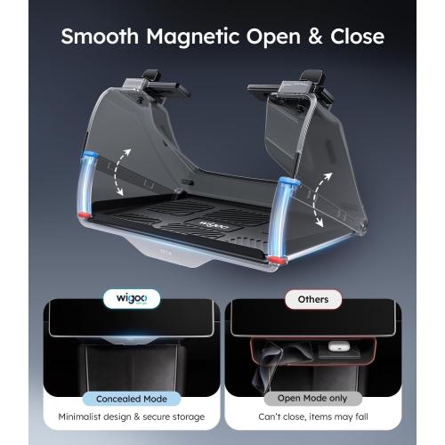 Wigoo Under Screen Organizer for Model Y 2019~2026, Including Model Y Juniper 2025~2026 (Standard, Premium & Performance), Concealed Center Console Organizer Tray, Quick & Stable Installation