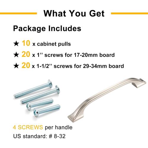 10 Pack Brushed Nickel Cabinet Pulls 3 Inch Satin Nickel Cabinet Handles Nickel Hardware for Kitchen Cabinets 8222 Drawers Bedroom Dresser Bathroom Vanity Cupboard