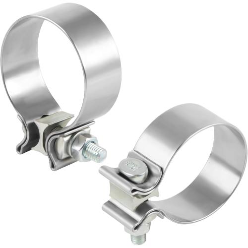 2.5 Inch Exhaust Clamp, 2.5 Narrow Band Muffler Clamp, Stainless Steel, 2pcs