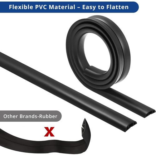 ZhiYo Floor Cord Cover 4ft, Cord Hider Floor Black, Cable Management Cover Prevent Cable Trips, Wire Covers for Electric Power Cords, Wire Protector Cavity W0.47 x H0.28