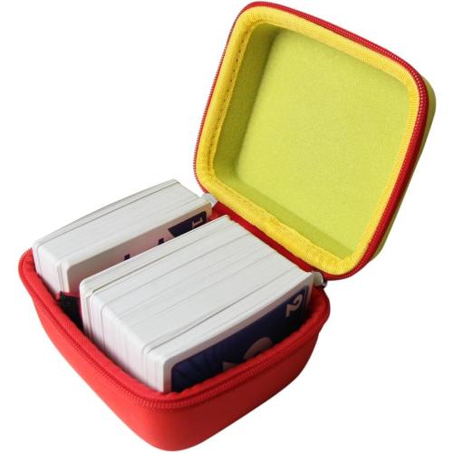 Anleo Hard Travel Case for Skip BO   UNO Card Game/Skip BO   Phase 10 Card Game..Fits up to 300 Cards.Not Including Cards (Red Yellow)