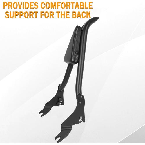 Matte Black Sissy Bar Backrest, Detachable Passenger Back Rest Rear Pad Compatible for Harley Davidson Touring Models 2009-Later Street Glide Road Glide Electra Glide Road King